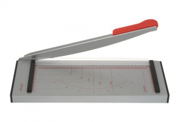 Genie GH 40 Papier-Hebelschneidegerät (geeignet für Formate bis zu DIN A4, 6 Blatt, hochwertige Metall-Arbeitsfläche grader) grau/rot -