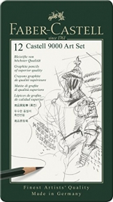 Faber-Castell 119065 - Bleistift CASTELL 9000, 12er Art Set, Inhalt 8B - 2H - 1